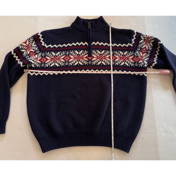 IZOD Men's Cotton Blend Fair Isle Quarter Zip Sweater, Navy, Burgundy Red, XXL - Picture 6 of 8
